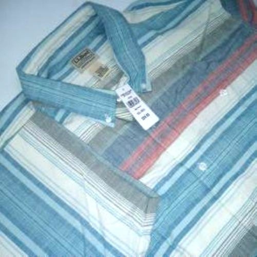 LL Bean Chambray Shirt Sz XXL Traditional Fit Cotton Stretch Casual Untucked 2XL